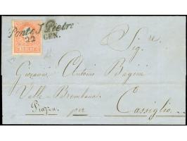 "Ponte S. Pietro 22 GEN.", L2, auf 1858,5 Soldi, Type I, auf Faltbrief nach Cassiglio. Signiert Alberto Diena und Enzo Diena 