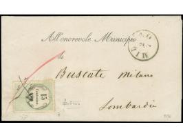 "MILANO 2/7", EKr., nebengesetzt auf Briefhülle mit Stempelmarke 15 Centesimi, entwertet durch Federkreuz mit Datum "5/7/56",