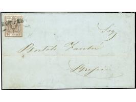 "GRAV.NA FEB…", &nbsp;L1 auf Handpapier 30 Centesimi, voll-bis breitrandig, auf komplettem Faltbrief aus Dongo, nach Brescia.