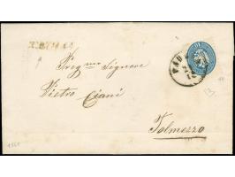 "TEOLO", L1 ohne Datum, sauber nebengesetztem auf komplettem Faltbrief mit 1864, 10 Soldi, mit EKr. "PADOVA 21/12" nach Tolme