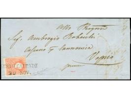 "SESTO CALENDE 29 NOV.", L2, sauber auf 1858, 5 Soldi, Type I, auf Briefhülle mit Teil des Inhaltes, nach Vaprio. Marke durch
