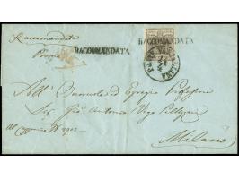 "PONTE VALTELLINA 14/4", EKr. mit zusätzlichem "RACCOMANDATA" auf Handpapier 30 Centesimi, auf eingeschriebenem Faltbrief nac
