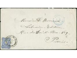 1877, 20 Pfg blau auf Brief KAISERL. DEUTSCH P.A. CONSTANTINOPEL 30/1/77 nach Paris mit Ankunftsstempel, leichte Randmängel u