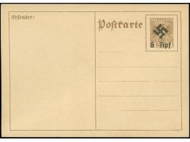 1938, unverausgabte Karte 6 Rpf mit Hakenkreuz auf 12 Gr., ungebraucht