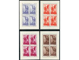 1945, Apararea Patriotica 20-100 l. on white paper in miniature sheets of 4, complete, mint never hinged, very fine
