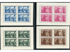 1945, Apararea Patriotica 20-100 l. on white paper in miniature sheets of 4, complete, mint never hinged, very fine
