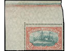 1905/20, 3 R., Kriegsdruck mit Mittelstück in Type II, linke obere Bogenecke, postfrisch (Falzspuren im Rand). Unsigniert, Ku