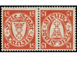 1925, Wappen 15 Pfg. orangerot im Kehrdruckpaar, sauber ungebraucht, einwandfrei und frisch. (Mi. 500,-)