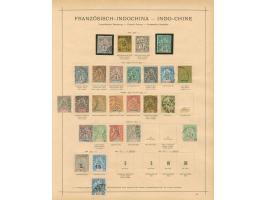 1889/1931, collection on old album leaves, starting 1889 "INDO-CHINE 89/5/R D" black surcharge on 35 c. unused signed Schl., 