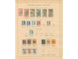 1889/1931, collection on old album leaves, starting 1889 "INDO-CHINE 89/5/R D" black surcharge on 35 c. unused signed Schl., 