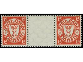 1925/35, Staatswappen 15 Pfg. orangerot im waagerechten Zwischenstegpaar, sauber ungebraucht (Mi. 650,-)