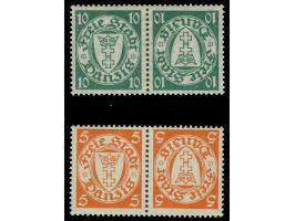 1924/38, Staatswappen 5 Pfg. orange und 10 Pfg. grün, je im waagerechten Kehrdruckpaar, sauber ungebraucht. Signiert Seifert 