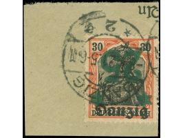 1920, Germania 25 auf 30 Pfg. mit kopfstehendem Aufdruck, sauber gestempelte auf Briefstück. Signiert Stoye BPP und Fotobefun