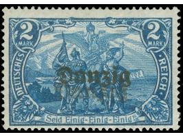 1920, 2 Mark dunkelkobaltblau mit doppeltem Aufdruck, dabei einer schwächer und ca. 5 mm nach unten verschoben, ungebraucht, 