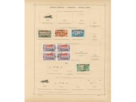 1924/40, Syria &amp; Lebanon collection on old album leaves, starting french surcharge issues, air mails and postage due, few