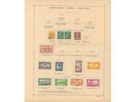 1924/40, Syria &amp; Lebanon collection on old album leaves, starting french surcharge issues, air mails and postage due, few