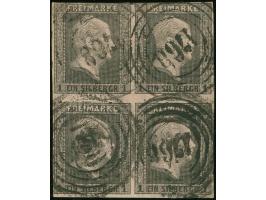 1850, 1 Sgr. auf hellgraurot im Viererblock, oben teils leicht berührt, sonst noch voll- bis breitrandig, sauber entwertet du