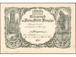 1930, SCHMUCK-TELEGRAMM mit Marienkirche und Krantor, gebraucht mit Glückwunsch-Text aus Zürich. Gering fleckig
