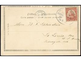 "DSP LINIE DEUTSCH-SÜDWESTAFRIKA CAPSTADT 26 8/0 2", auf 1900, 10 Pfg. auf Ansichtskarte nach St. Louis, USA, mit Ankunftsste