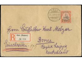 1900, Kaiseryacht 30 Pfg., als portogerechte Einzelfrankatur auf R-Fernbrief von “APIA 29.7.09” nach Borna, Marke einwandfrei