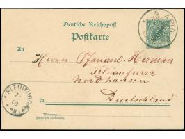 1901, Karte 5 Pfg., von “APIA / KAISERL. DEUTSCHE / POSTAGENTUR / 1 8 / 00” nach Kleinfurt mit vorders. Ankunftsstempel, rück