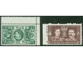 DEUTSCHE FÄLSCHUNGEN FÜR GROẞBRITANNIEN: 1944, ½ p. Stalin und 1 ½ p. König George und Stalin, mit Zwischenstegansatz, normal