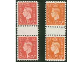 DEUTSCHE FÄLSCHUNGEN FÜR GROẞBRITANNIEN: 1944, 1 p. und 2 p. im senkrechten Zwischenstegpaar, ohne Gummi, tadellos