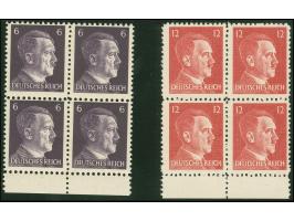 ANERIKANISCHEFÄLSCHUNGEN FÜR DEUTSCHLAND: 1944, Hitler 6 Pfg. und 12 Pfg., Unterrand-Viererblock, gez. 12 ½, postfrisch, tade
