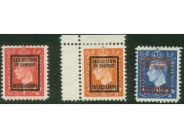 DEUTSCHE FÄLSCHUNGEN FÜR GROẞBRITANNIEN: 1944, Liquidation of Empire “BARBADOS” 1 p. und 2 p.- 2 ½ p., ohne Gummi, 2 p. mit Z