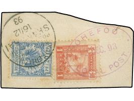 1890/1901, Krone/Adler 20 Pfg. violettultramarin, zusammen mit China Lokalausgabe Chefoo auf Briefstück, je sauber entwertet,