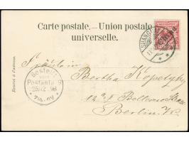 1898, diagonaler Aufdruck: 10 Pfg. lebhaftlilarot als portogerechte Einzelfrankatur auf Ansichtskarte von “SHANGHAI 18.11.98 
