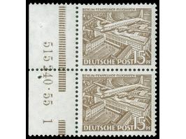 1949, Bauten 15 Pfg. im waagerechten Unterrandpaar mit HAN “515240.55 1”, postfrisch, in einwandfreier Erhaltung