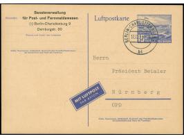 1953, Luftpost-Sonderkarte 15 Pfg. mit beidseitigem Zudruck der Senatsverwaltung Berlin, 2. Auflage mit rückseitigem gedruckt
