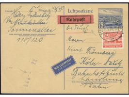 1953, Luftpost-Sonderkarte 15 Pfg. mit portogerechter Zufrankatur Bauten III 20 Pfg. mit Stempel “BERLIN-CHARLOTTENBURG 7 21.