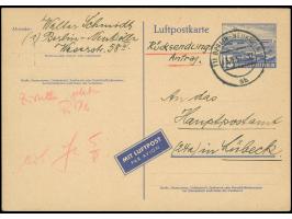 1953, Luftpost-Sonderkarte 15 Pfg. mit handschriftlichem Vermerk “Rücksendungs-Antrag” von “BERLIN-NEUKÖLLN 1 3.8.57” mit der