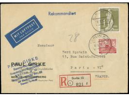 1949, Stephan 1 M. und Bauten 40 Pfg. je mit Stempel “BERLIN W15 17.5.51” als tarifgerechte Frankatur auf R-Luftpostbrief bis