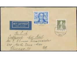 1949, Goethe 30 Pfg. und Stephan 50 Pfg. je mit Stempel “BERLIN W30 4.5.50” als portogerechte Frankatur auf Luftpost-Brief bi