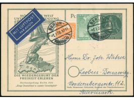 1952, Sonderkarte Maifeier 10 Pfg. mit portogerechter Zufrankatur als Luftpostkarte von “BERLIN-FRIEDENAU 1 7.7.52” mit viel 
