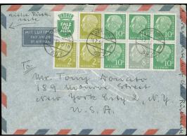 Besonderheiten: 1956, zwei verschiedene Heuss Heftchenblätter ohne Rand je mit Stempel “BERLIN S59 14.7.56” als portogerechte