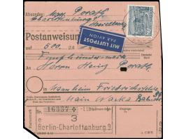 1949, Bauten 80 Pfg. und Berühmte Männer 5 Pfg. je mit Stempel “BERLIN-CHARLOTTENBURG 9 2.12.53” vorder- und rückseitig auf L