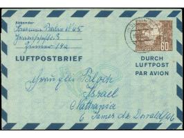 1952, Luftpostfaltbrief 60 Pfg. mit Stempel “BERLIN W57 16.10.52” und rückseitigem Rohrpoststempel “BERLIN SW11 16.10.52.12.0