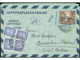 1953, Luftpostfaltbrief 60 Pfg. mit Stempel “BERLIN-WILMERSDORF 2 11.5.55” mit Portostempel “T” (60 c.) und viel Text nach Bo