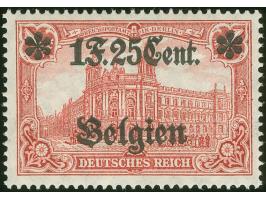 1916, Germania 1,25 F. auf 1 M. dunkelkarminrot, Wertangabe unterhalb der Sternlinie, Zeilenabstand 8,6, 26:17 Zähnungslöcher