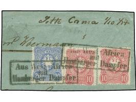 “Aus West-Africa mit Hamburger Dampfer”, Ra2 auf 10 Pfg.(2) und 20 Pfg. auf Briefstück mit handschriftlichem Aufgabevermerk “