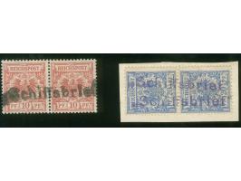 “Schiffsbrief”, L1 in schwarz auf waagerechtem Paar Krone/Adler 10 Pfg. (signiert Köhler) und in violett, zweimal abgeschlage