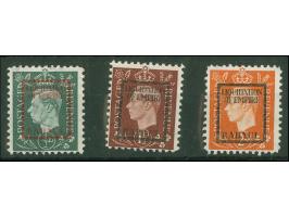 DEUTSCHE FÄLSCHUNGEN FÜR GROẞBRITANNIEN: 1944, Liquidation of Empire “RABAUL” ½ p. gestempelt, sowie 1 ½ p.- 2 p. ungebraucht