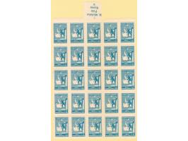 1941, National Defense Tax Stamps: 5 values up to 10 krs. deep blue, each 25 mint never hinged sets in sheets with margin imp