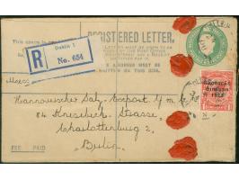 1923, George V stationery registered letter 5 p. olive-green uprated with 1922 (Dollard) 1d . red, canceled with 24/AP/23 and