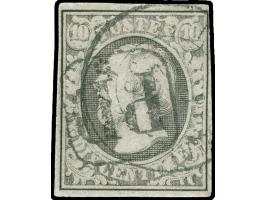 "PD", boxed handstamp, together with Luxemburg c.d.s. on 1852, 10 c. gray black. Tiny corner bend. Opinion Böttger BPP (2018)