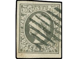 Esch sur Alzette, sqare rural handstamp on 1852, 10 c. gray black, large margins. Opinion Böttger BPP (2018)&nbsp;